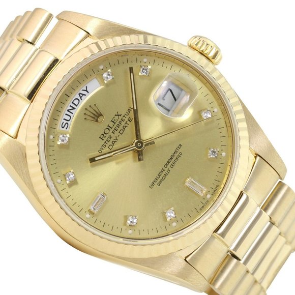 Rolex Mens Day-Date President Watch 18KY Gold Champagne Diamond Dial 18238 - Picture 3 of 9